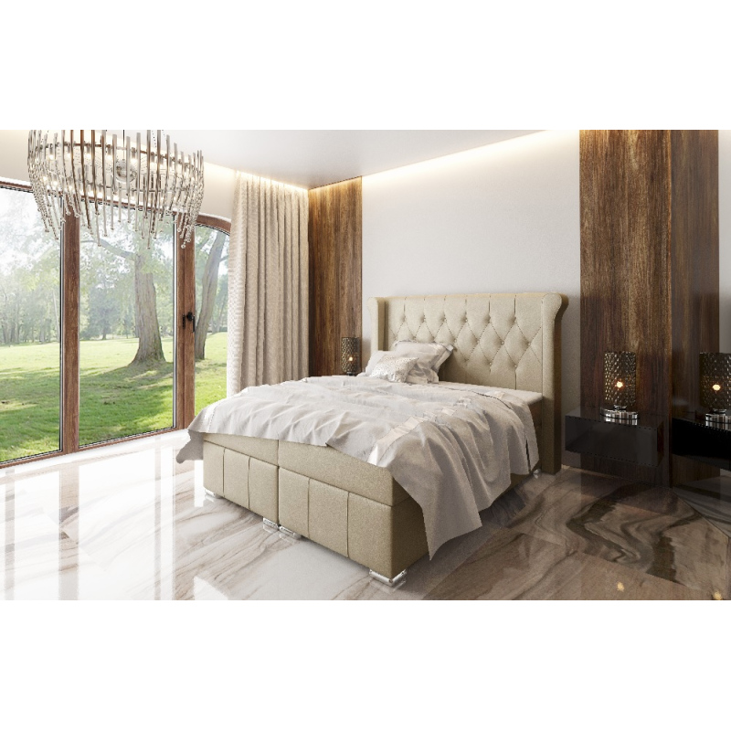 Elegantní čalouněná postel Maximo 120x200, béžová + TOPPER