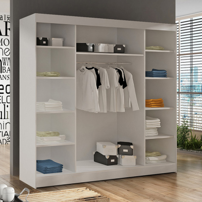 Elegantní šatní skříň 200 BULAN III, dub Sonoma se zrcadlem