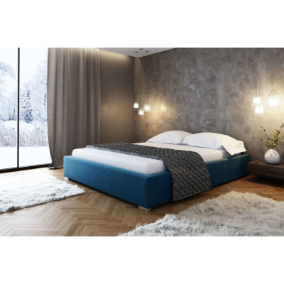 Čalouněná postel bez čela Paulo 200x200, modrá