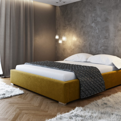 Čalouněná postel bez čela Paulo 160x200, žlutá