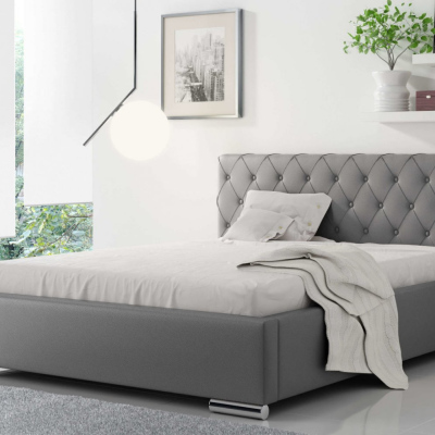 Čalouněná manželská postel Piero 200x200, šedá eko kůže