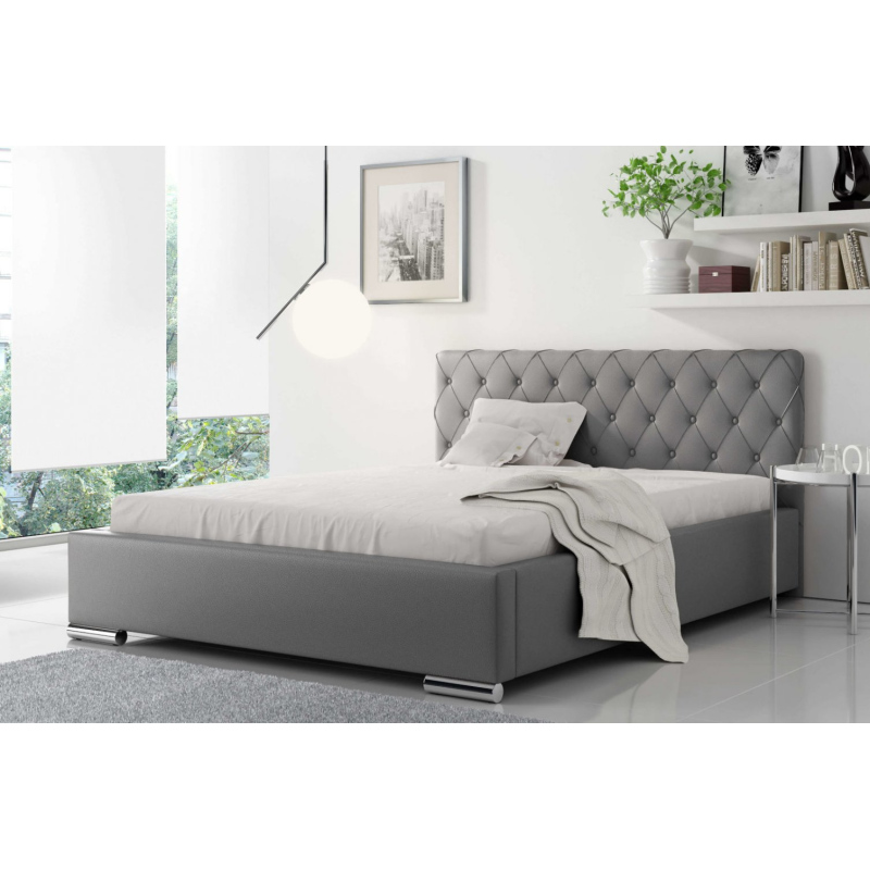 Čalouněná manželská postel Piero 180x200, šedá eko kůže