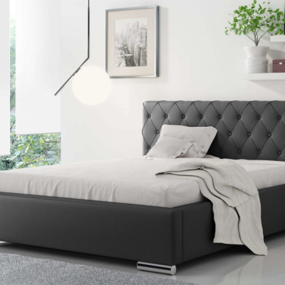 Čalouněná manželská postel Piero 160x200, černá eko kůže