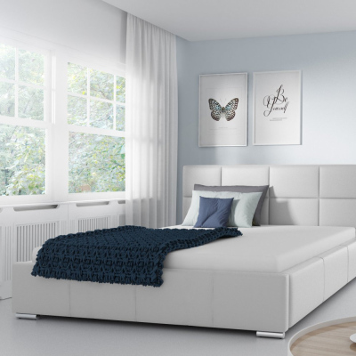Jednoduchá postel Marion 200x200, bílá eko kůže