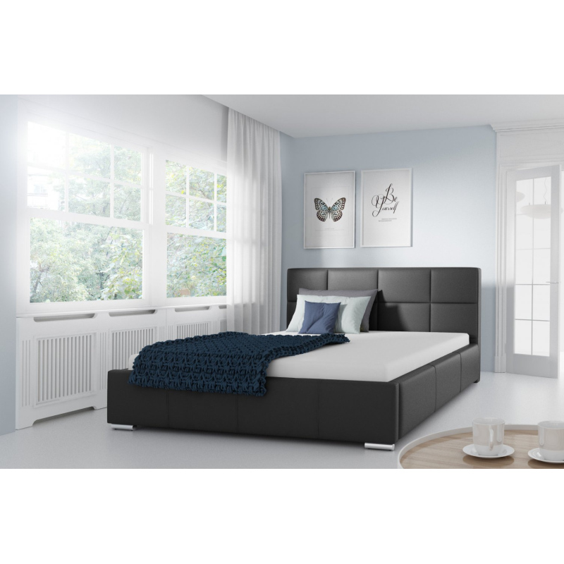 Jednoduchá postel Marion 160x200, černá eko kůže