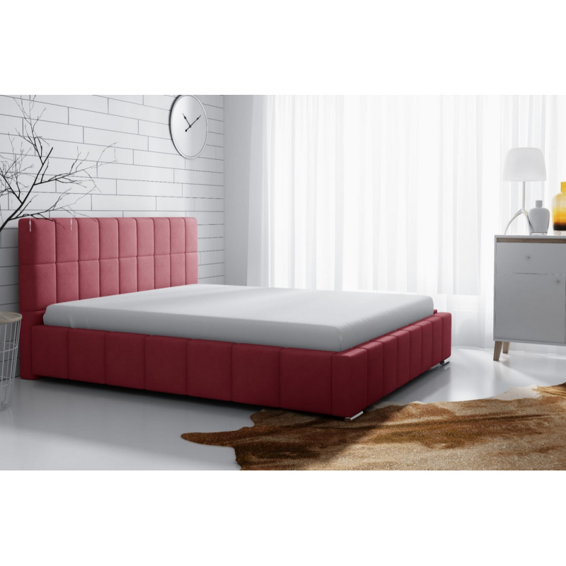 Jemná čalouněná postel Lee 200x200, červená