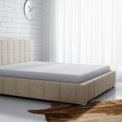 Jemná čalouněná postel Lee 200x200, smetanová