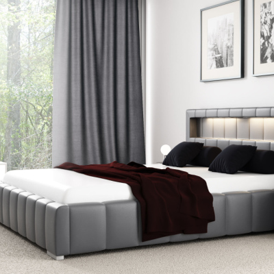 Manželská postel Fekri 200x200, šedá eko kůže