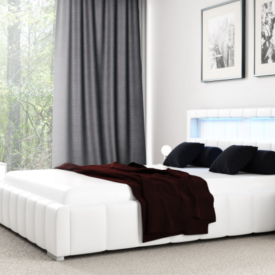 Manželská postel Fekri 200x200, bílá eko kůže