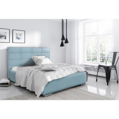 Elegantní manželská postel Caffara 200x200, modrá, jemná potahová látka