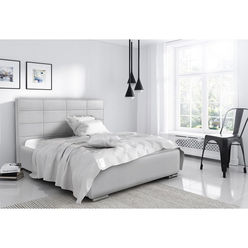 Elegantní manželská postel Caffara 200x200, šedá, jemná potahová látka