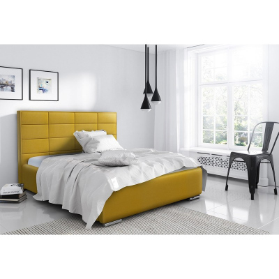 Elegantní manželská postel Caffara 200x200, žlutá, jemná potahová látka