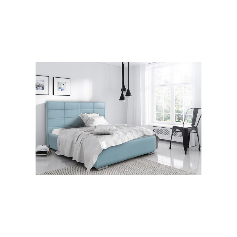 Elegantní manželská postel Caffara 180x200, modrá, jemná potahová látka