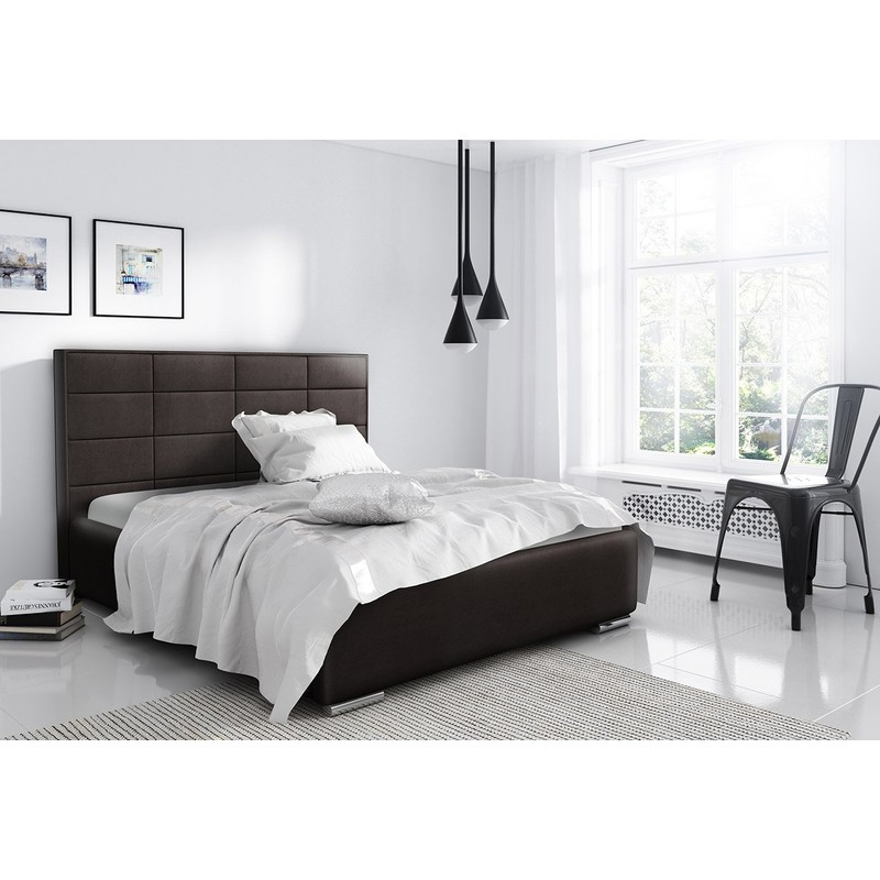 Elegantní manželská postel Caffara 180x200, hnědá, jemná potahová látka