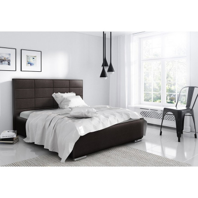 Elegantní manželská postel Caffara 180x200, hnědá, jemná potahová látka