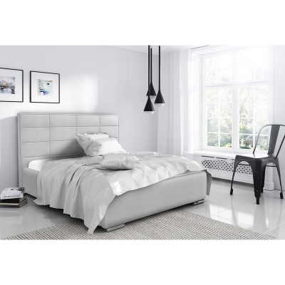 Elegantní manželská postel Caffara 160x200, šedá, jemná potahová látka