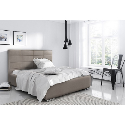 Elegantní manželská postel Caffara 160x200, béžová, jemná potahová látka