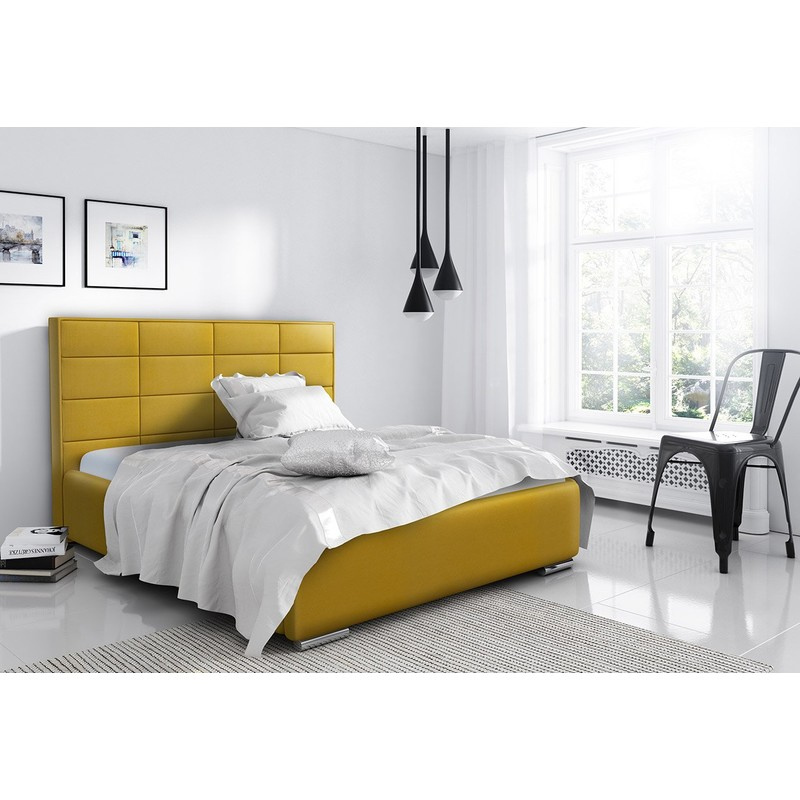 Elegantní manželská postel Caffara 120x200, žlutá, jemná potahová látka