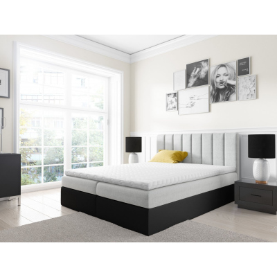 Dvoubarevná manželská postel Azur 200x200, šedá + černá eko kůže + TOPPER
