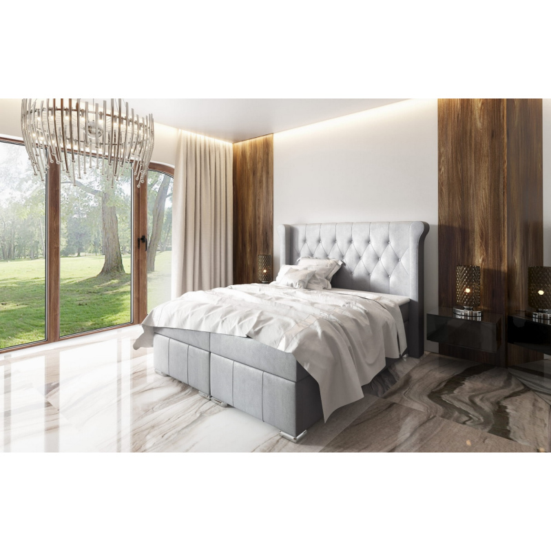 Elegantní čalouněná postel Maximo 140x200, šedá + TOPPER