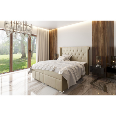 Elegantní čalouněná postel Maximo 160x200, béžová + TOPPER