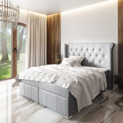 Elegantní čalouněná postel Maximo 160x200, šedá + TOPPER