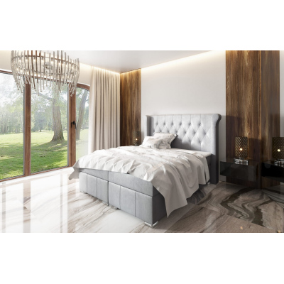Elegantní čalouněná postel Maximo 160x200, šedá + TOPPER