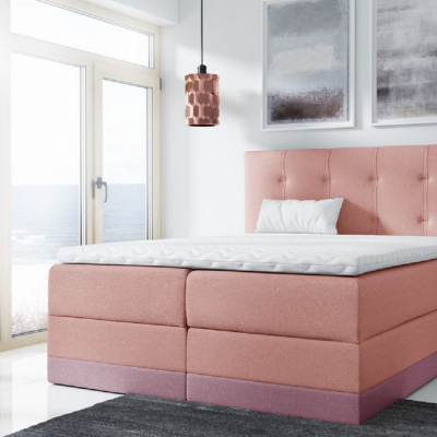 Jednoduchá čalouněná postel Tory 200x200, růžová + TOPPER