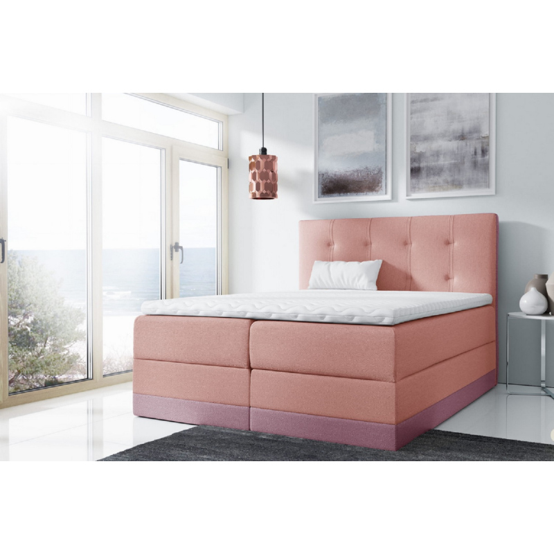 Jednoduchá čalouněná postel Tory 200x200, růžová + TOPPER