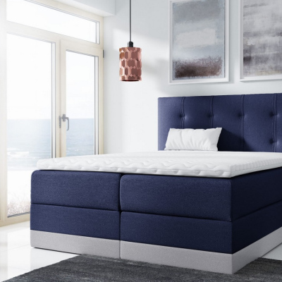 Jednoduchá čalouněná postel Tory 200x200, modrá + TOPPER