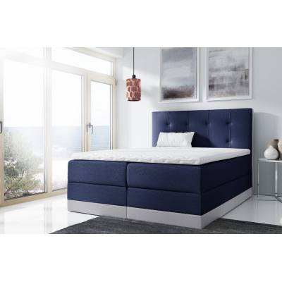 Jednoduchá čalouněná postel Tory 200x200, modrá + TOPPER