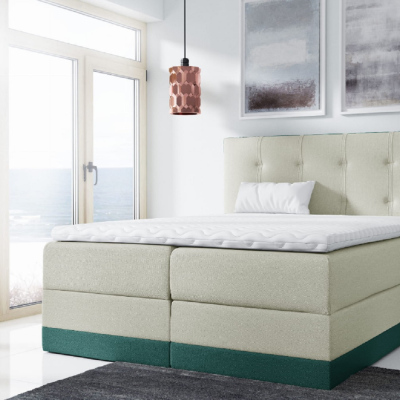 Jednoduchá čalouněná postel Tory 200x200, zelená + TOPPER
