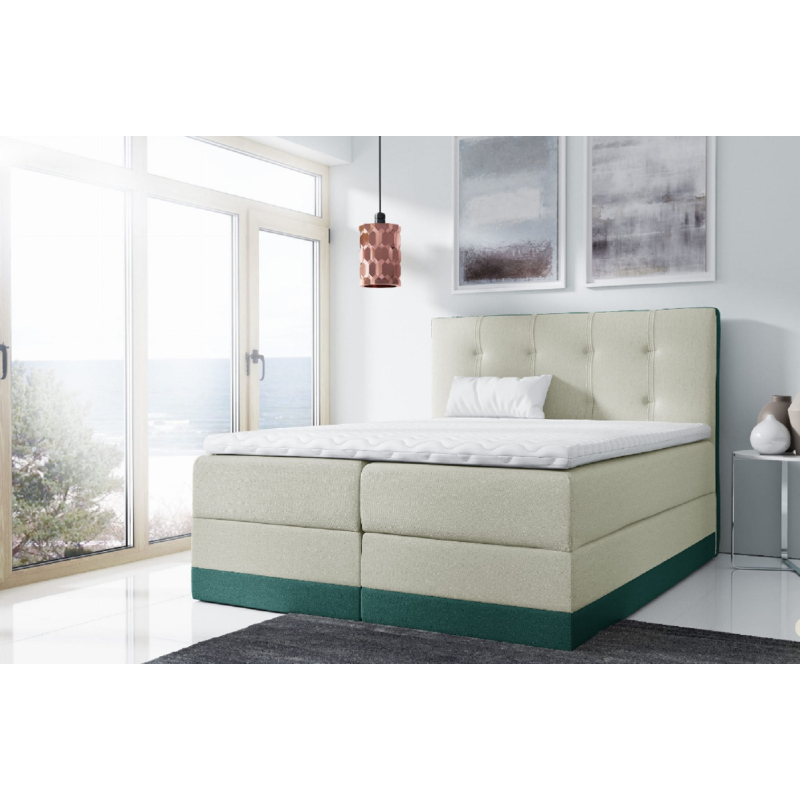 Jednoduchá čalouněná postel Tory 200x200, zelená + TOPPER