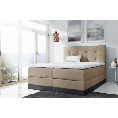 Jednoduchá čalouněná postel Tory 180x200, béžová + TOPPER