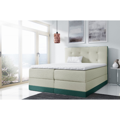 Jednoduchá čalouněná postel Tory 180x200, zelená + TOPPER