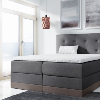 Jednoduchá čalouněná postel Tory 160x200, hnědošedá + TOPPER