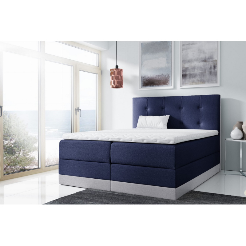 Jednoduchá čalouněná postel Tory 120x200, modrá + TOPPER