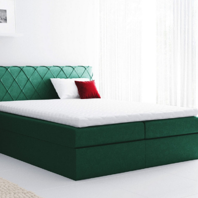 Pohodlná čalouněná postel Perez 120x200, zelená + TOPPER