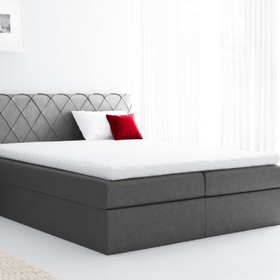 Pohodlná čalouněná postel Perez 120x200, šedá + TOPPER