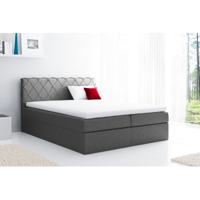 Pohodlná čalouněná postel Perez 140x200, šedá + TOPPER