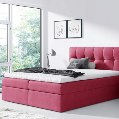 Jednoduchá postel Rex 120x200, červená + TOPPER