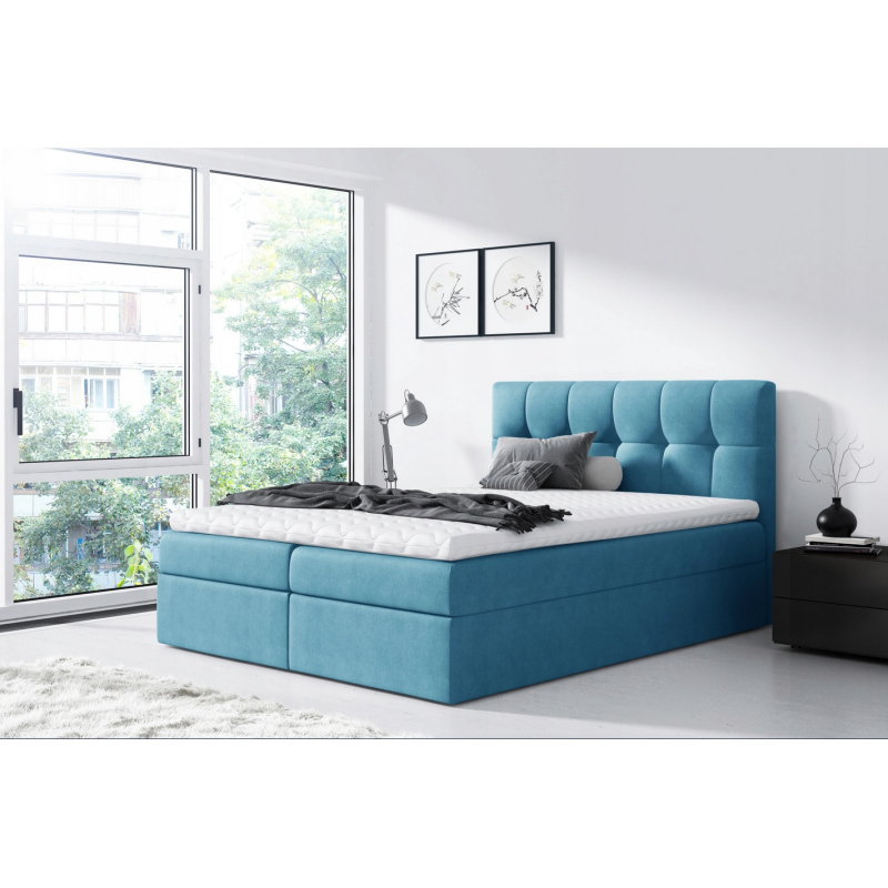 Jednoduchá postel Rex 120x200, modrá + TOPPER