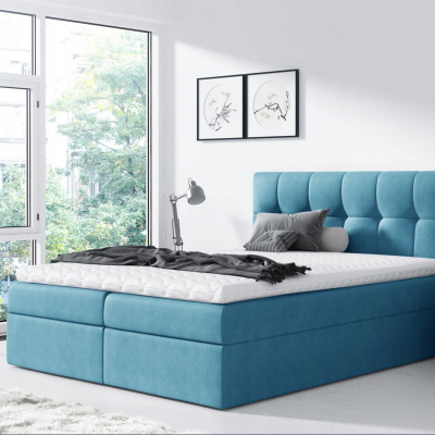 Jednoduchá postel Rex 140x200, modrá + TOPPER
