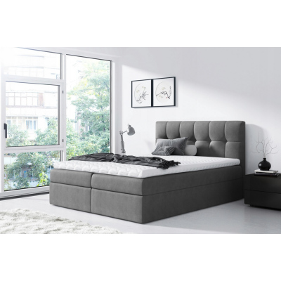 Jednoduchá postel Rex 140x200, šedá + TOPPER