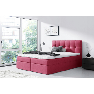 Jednoduchá postel Rex 160x200, červená + TOPPER
