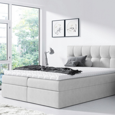 Jednoduchá postel Rex 160x200, světle šedá + TOPPER