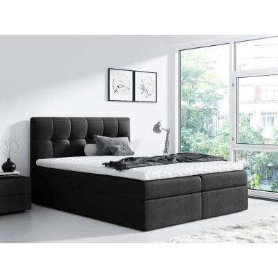 Jednoduchá postel Rex 180x200, černá + TOPPER