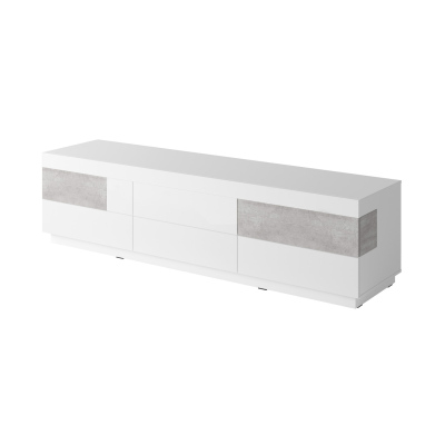 Jednoduchý televizní stolek se šuplíky SHADI, bílá/beton