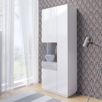 Elegantní vitrína SHADI levá, bílá / beton