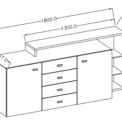 Designová komoda KIBOU se šuplíky a nástavcem, dub Ribbec